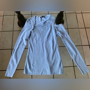 INC Blue Asymmetrical Cut Out Blouse